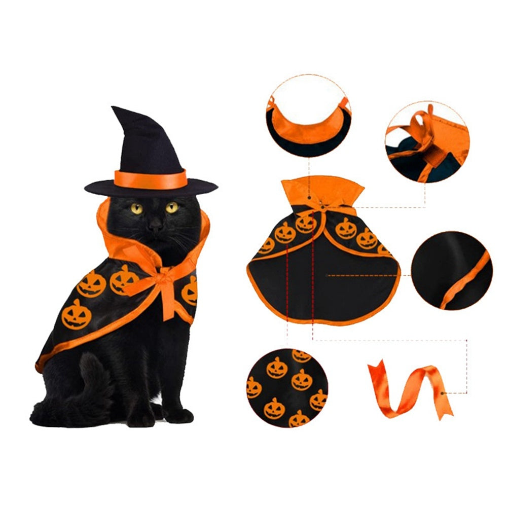 Pet Halloween Cape Hat Set