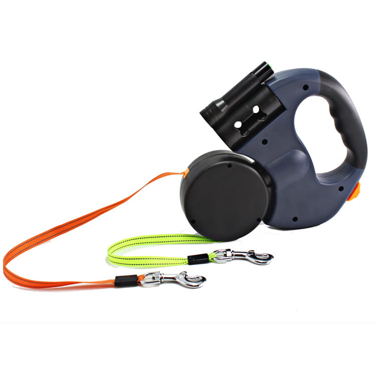 TwinGlow: Dual-Headed Pet Leash with Built-In Flashlight & Garbage Bag Dispenser