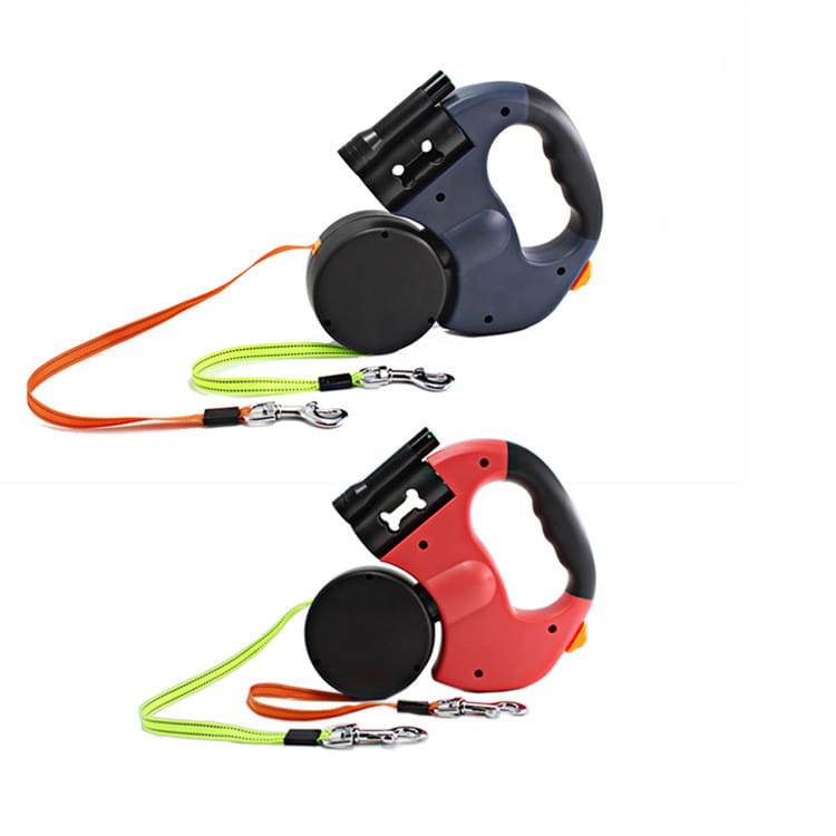 TwinGlow: Dual-Headed Pet Leash with Built-In Flashlight & Garbage Bag Dispenser