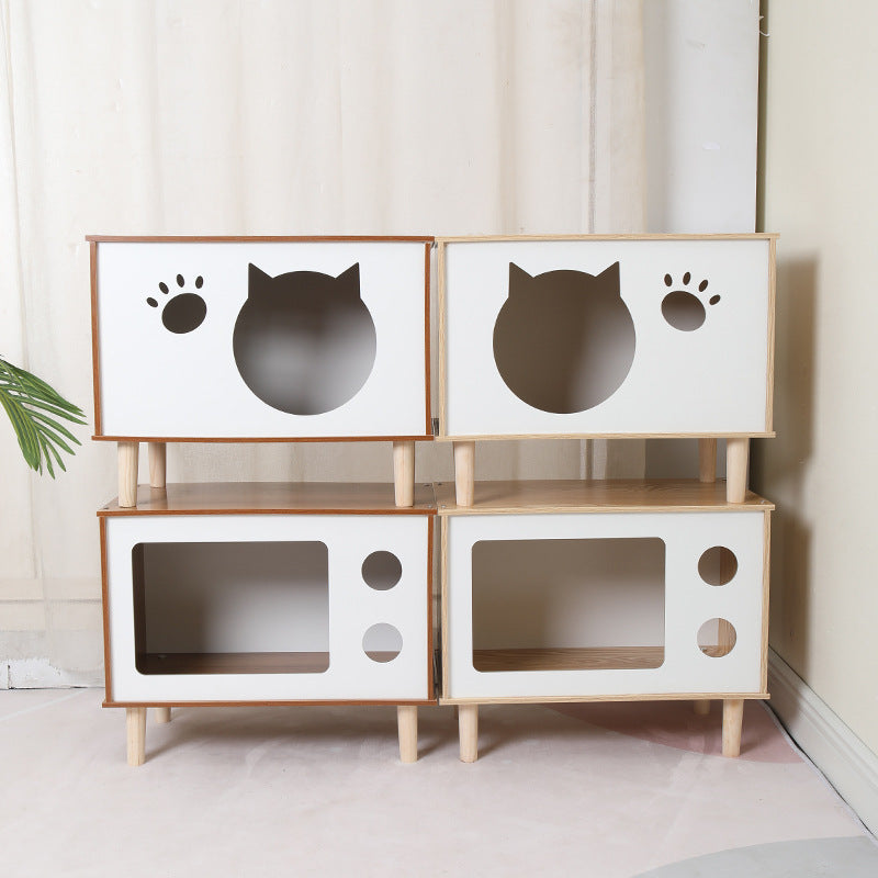 Creative Wooden Pet Nest and Bedside Table