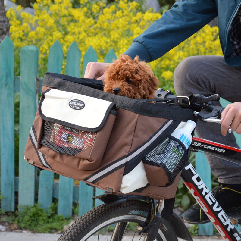 Removable Pet Bicycle Carrier & Front Handlebar Basket for Small Dogs and Cats