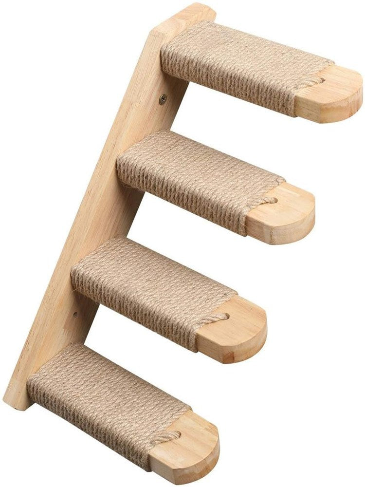 Cat Wooden Wall-Mounted Pine Springboard Stairs