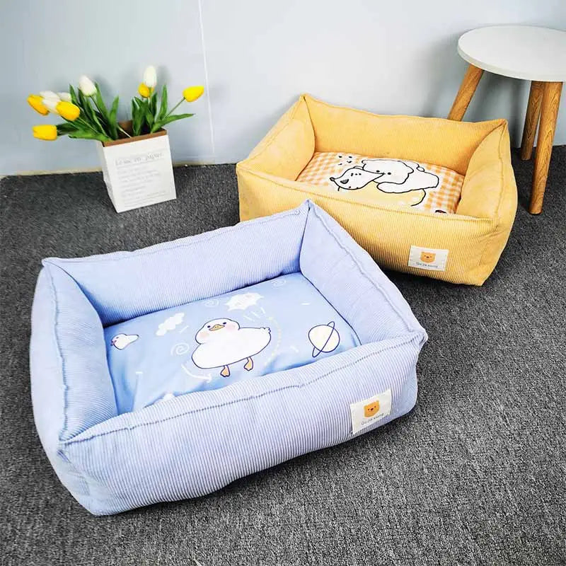 Cute Printed Square Pet Bed