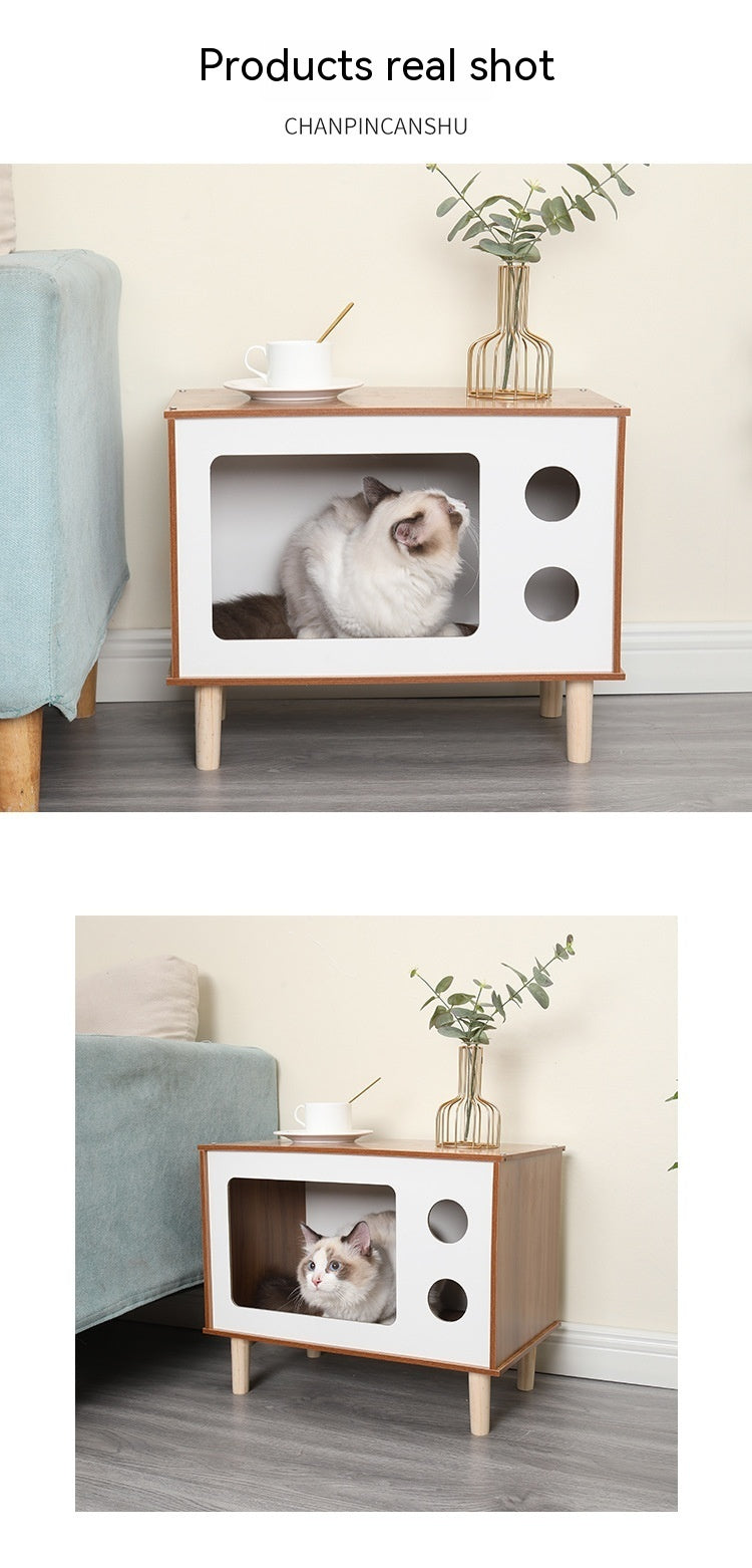 Creative Wooden Pet Nest and Bedside Table