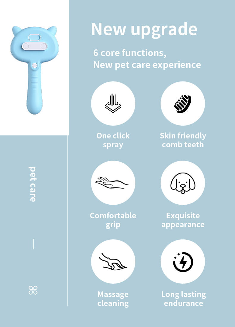 GroomEase: One-click Spray & Massage Comb