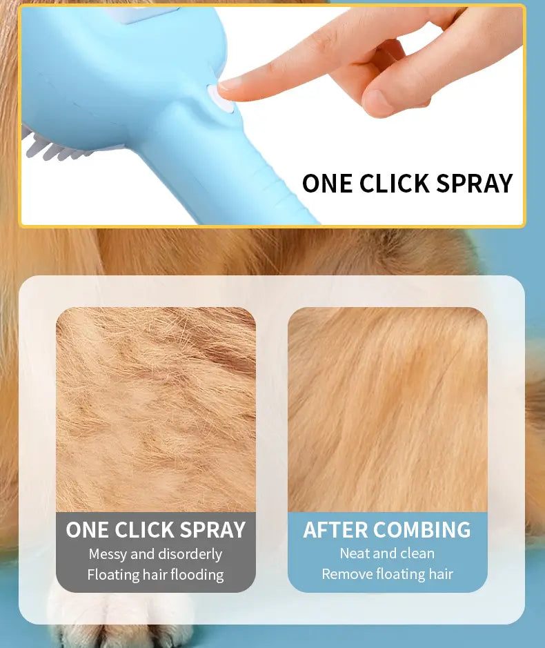 GroomEase: One-click Spray & Massage Comb