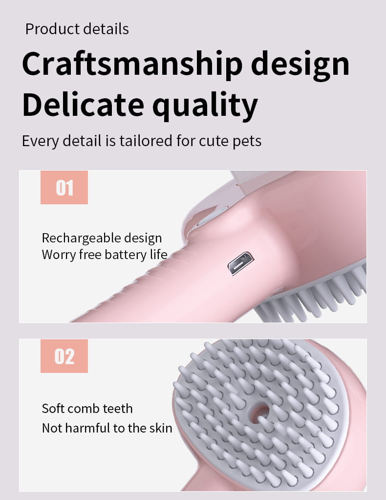 GroomEase: One-click Spray & Massage Comb