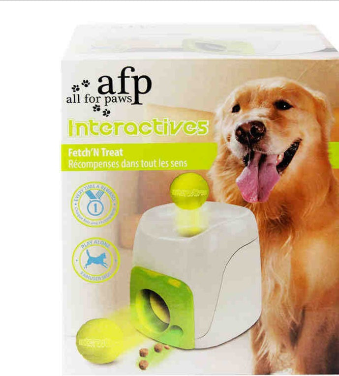 Dog Tennis Ball Launcher with Treat Dispenser for Fetch Rewards