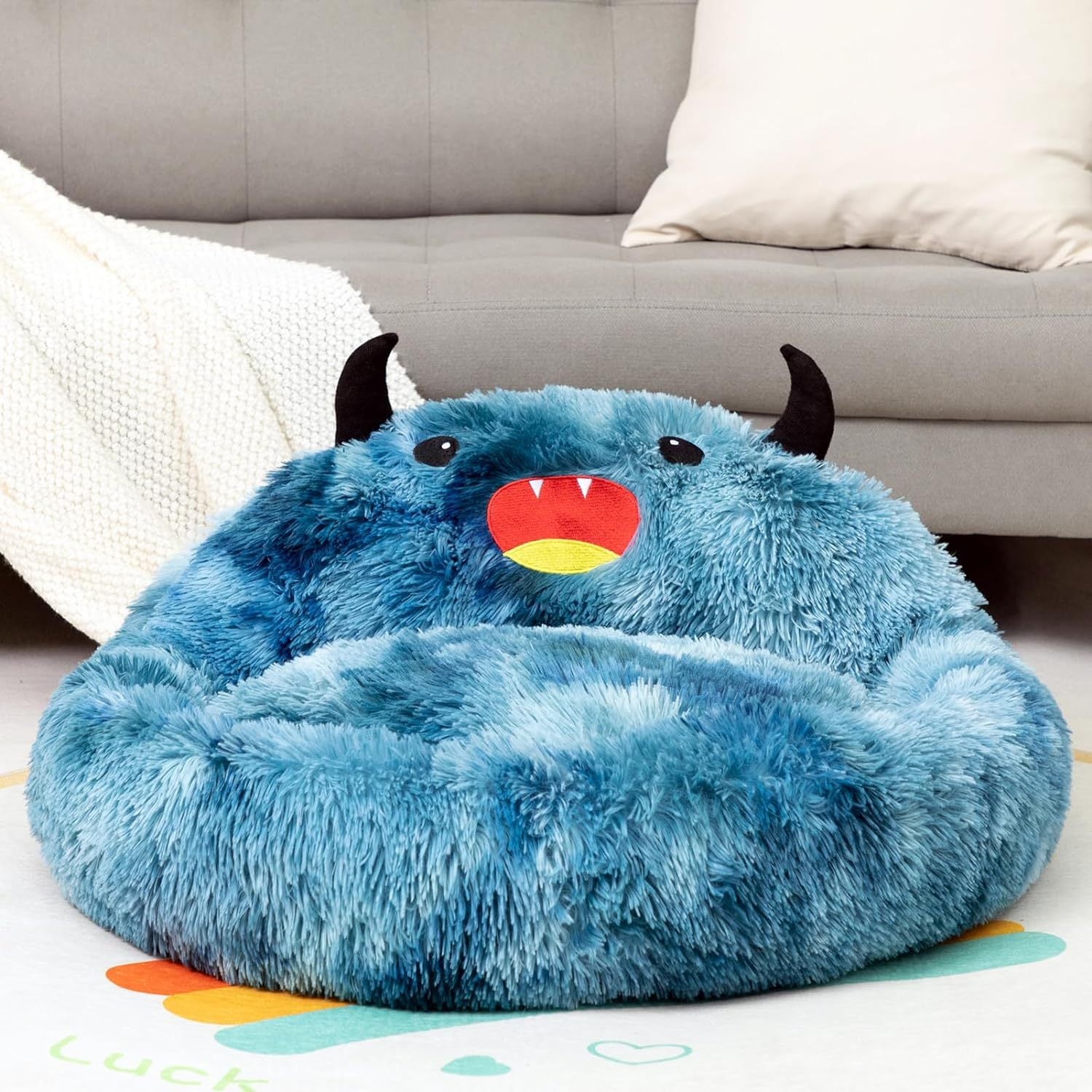 Self-Warming Donut Monster Pet Bed