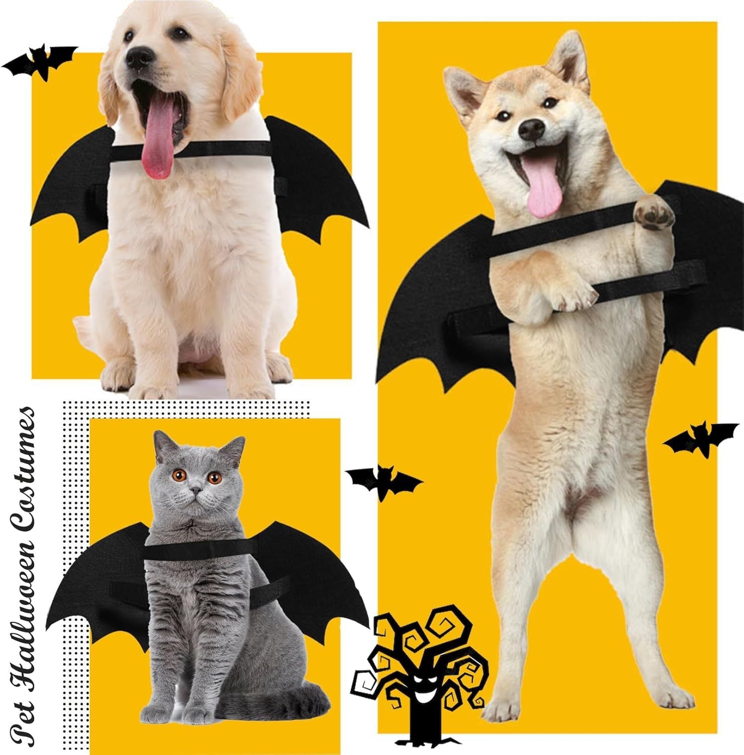 Bat Costume Cool Luminous Skeleton Bone Bat Wings Pets