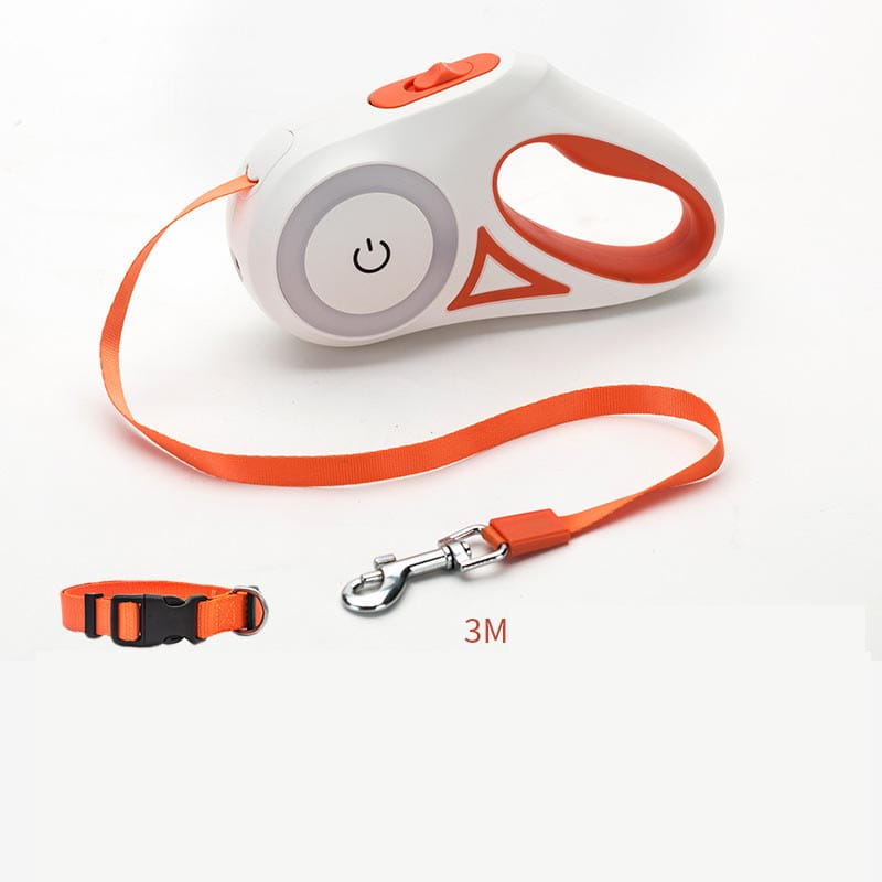 FlexiFreedom: Retractable Dog Leash with Spotlight Collar