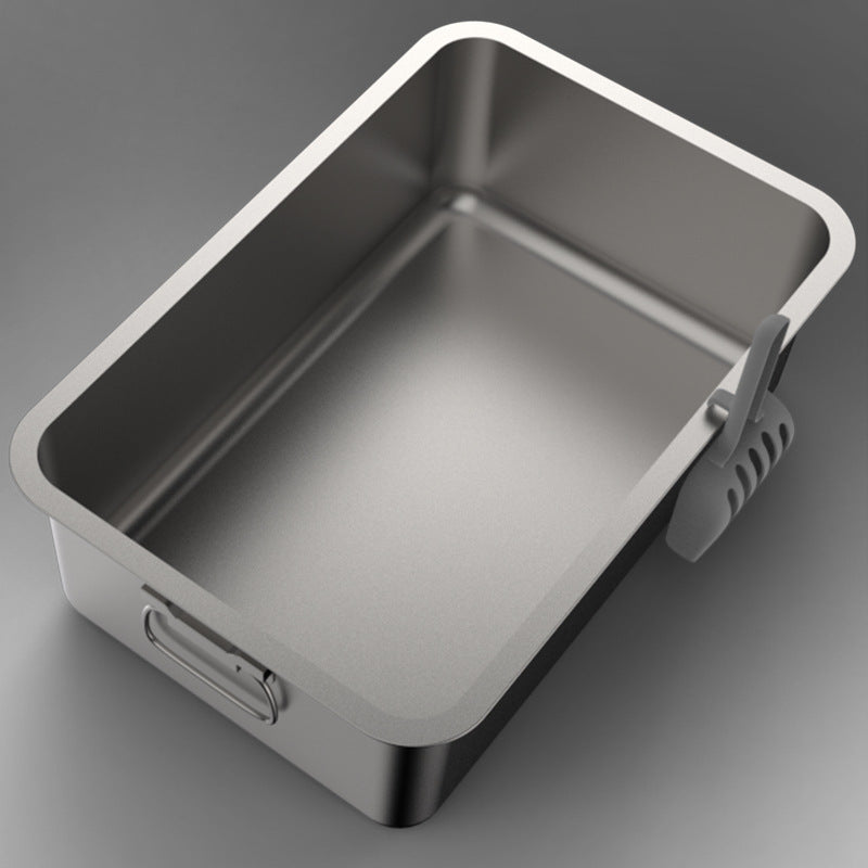 Stainless Steel Cat Litter Box Semi Enclosed Super Large Anti Splashing