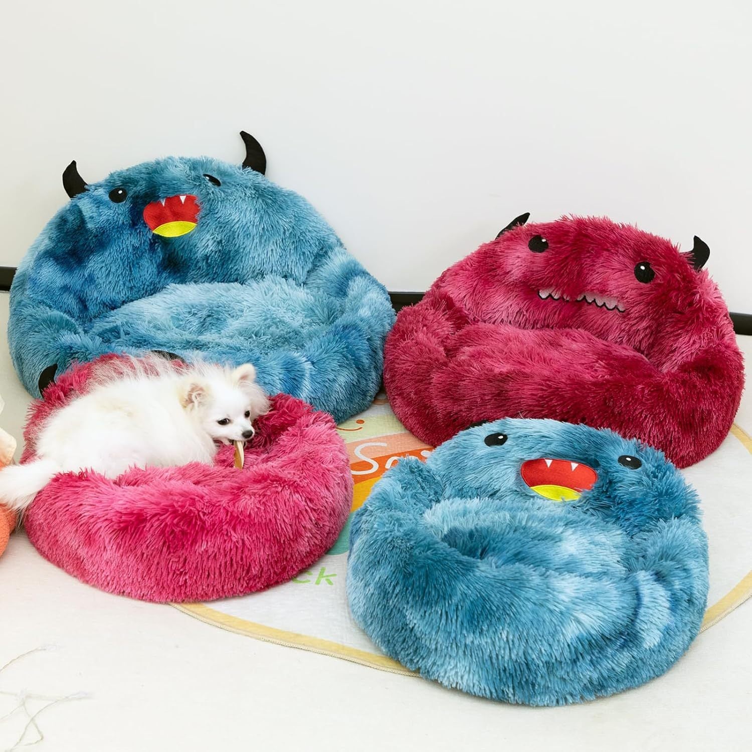 Self-Warming Donut Monster Pet Bed