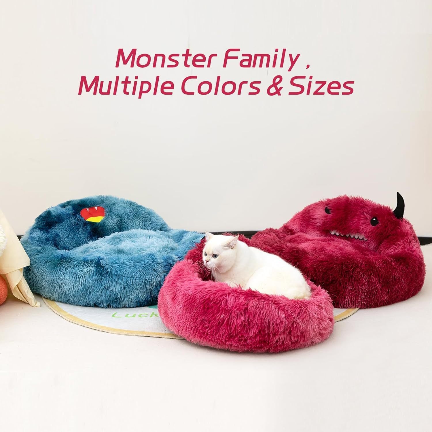 Self-Warming Donut Monster Pet Bed