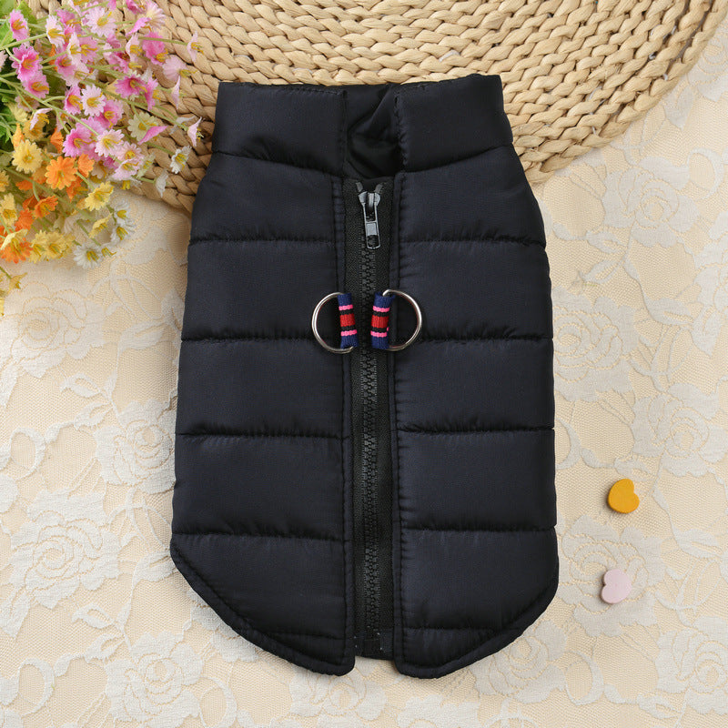 Autumn and Winter Zipper Vest for Pets - Black / 2XL