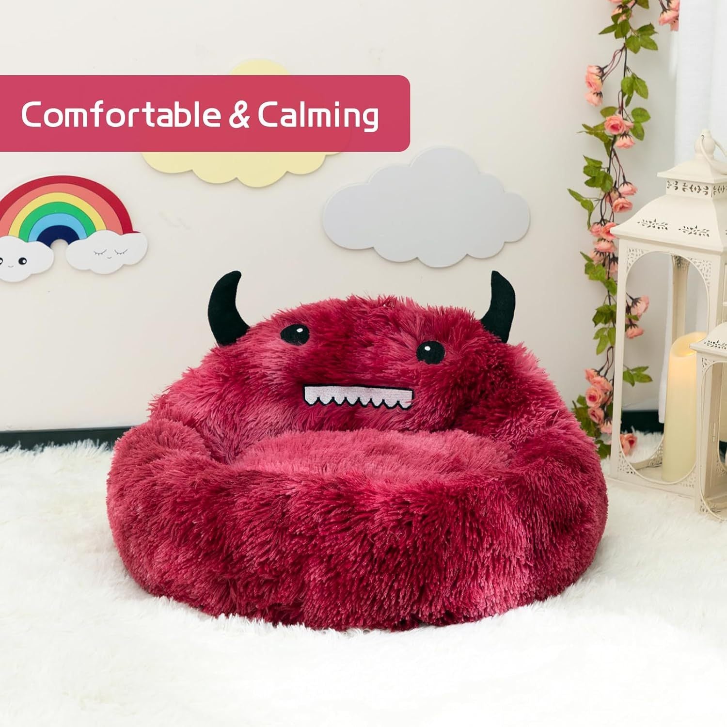 Self-Warming Donut Monster Pet Bed