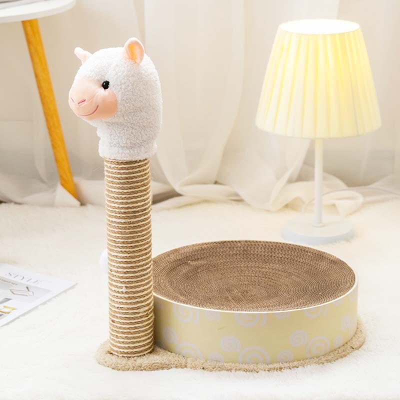 Llama & Unicorn Fantasy: Round Cat Scratch Plate & Pole