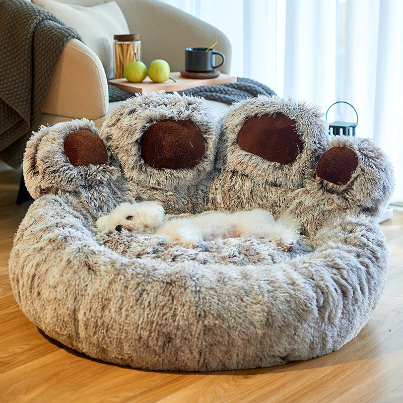 Big Bear Paw Shape Pet Bed - Light gray four paws / 65CM