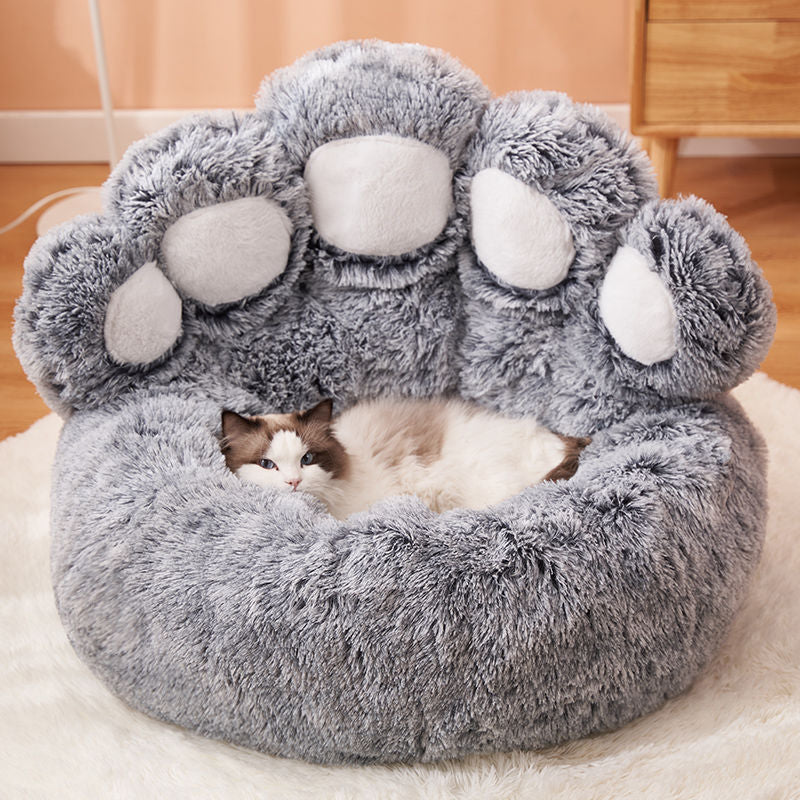 Big Bear Paw Shape Pet Bed - Light Grey / 65CM