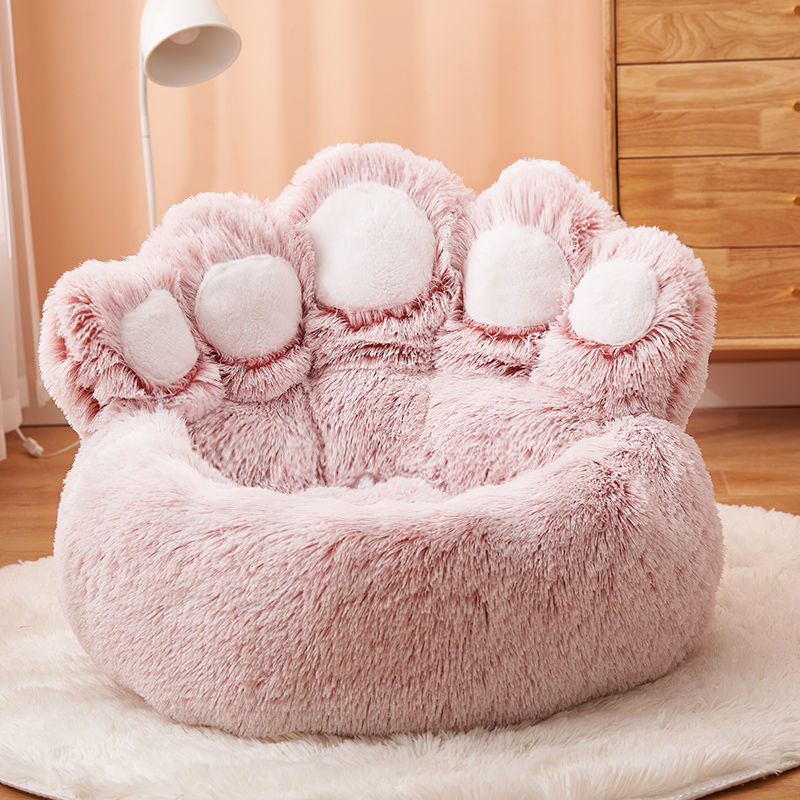 Big Bear Paw Shape Pet Bed - Pink / 65CM