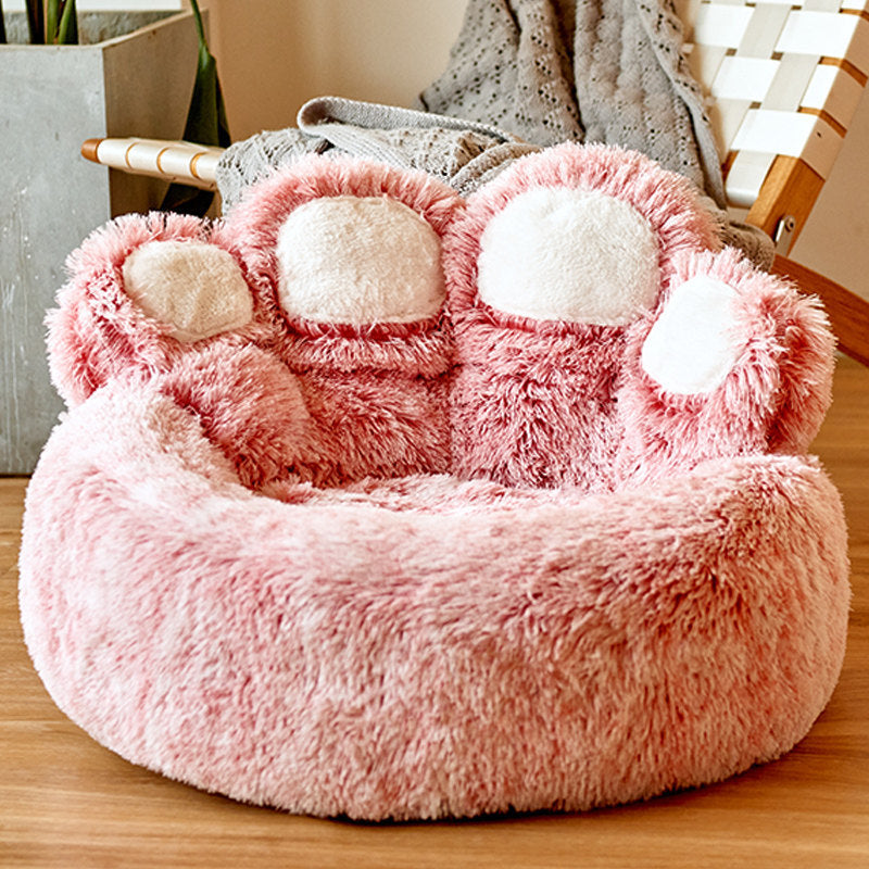 Big Bear Paw Shape Pet Bed - Pink four paws / 65CM