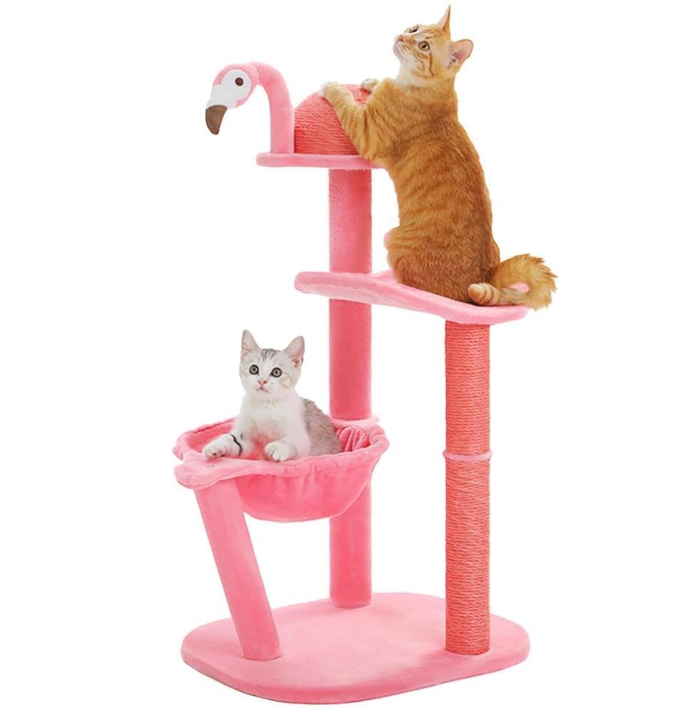 Flamingo Cat Tree With Sisal Scratching Pillar Cat Tower