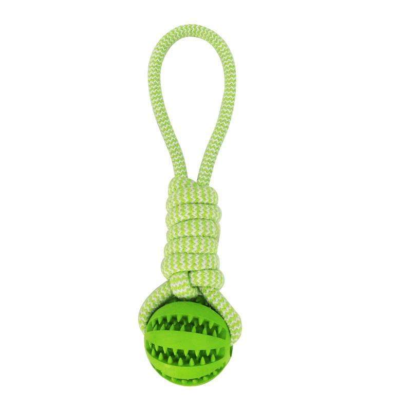 ChewRope Ball Dog Chew Toy with Tug-of-War Rope - Green