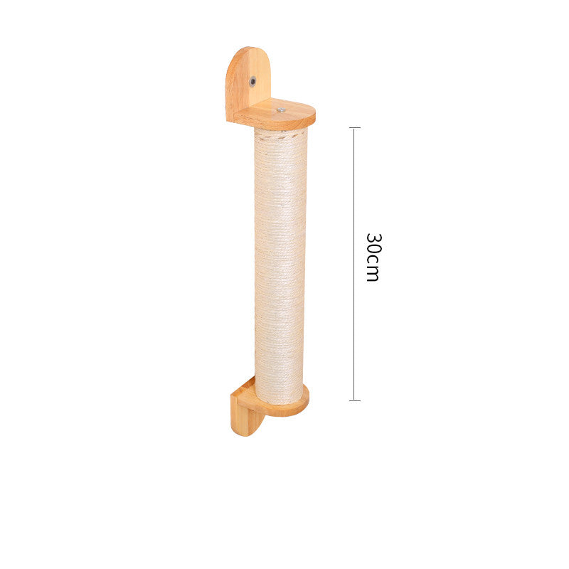 ClimbCraft: Solid Wood DIY Wall-Mounted Sisal Pole & Cat Toy Platform - H