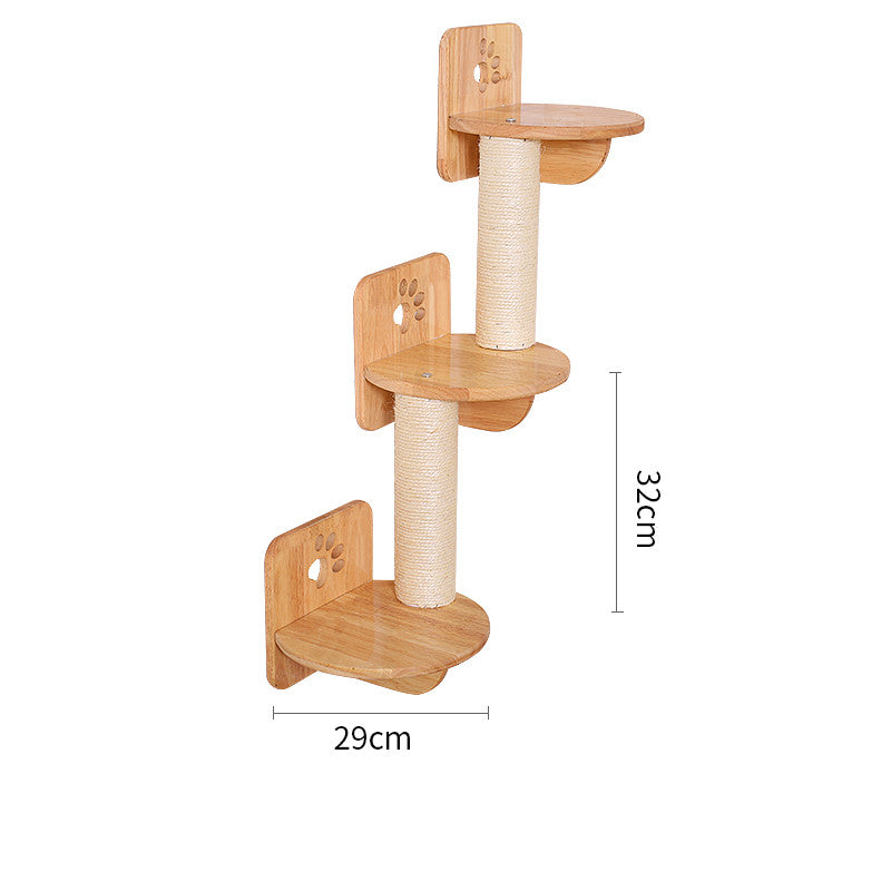 ClimbCraft: Solid Wood DIY Wall-Mounted Sisal Pole & Cat Toy Platform - G