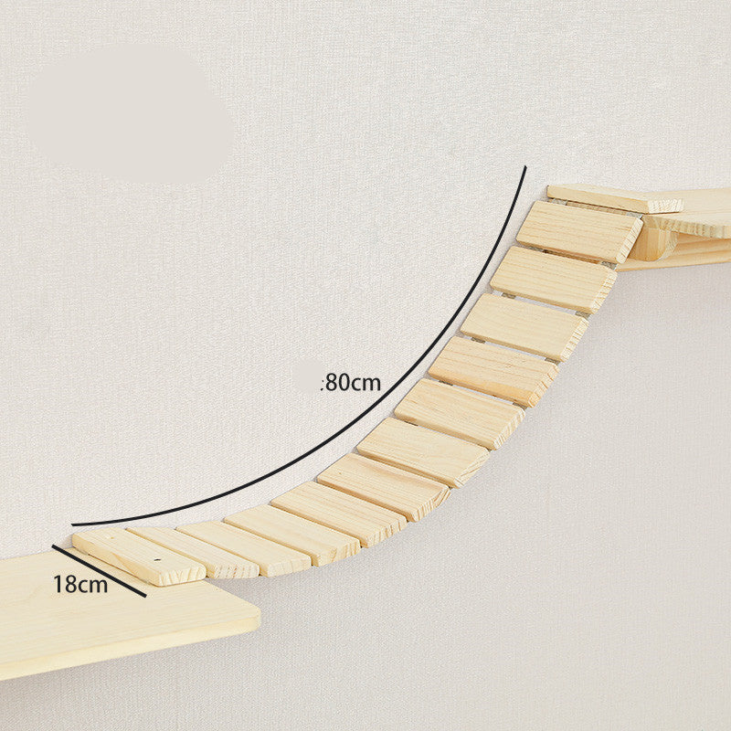 ClimbCraft: Solid Wood DIY Wall-Mounted Sisal Pole & Cat Toy Platform - O