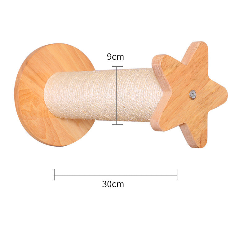 ClimbCraft: Solid Wood DIY Wall-Mounted Sisal Pole & Cat Toy Platform - B