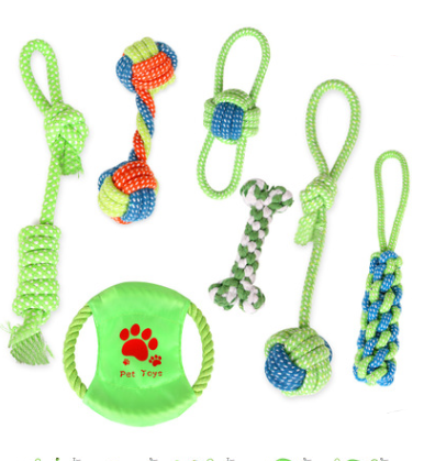 Cotton Rope Knot Toy Set Collection for Dogs - 7 pieces set 3 style