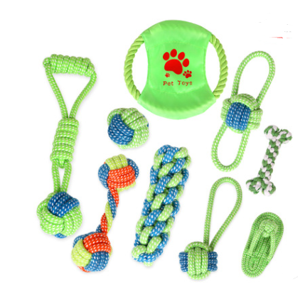 Cotton Rope Knot Toy Set Collection for Dogs - 9 pieces set 2 style