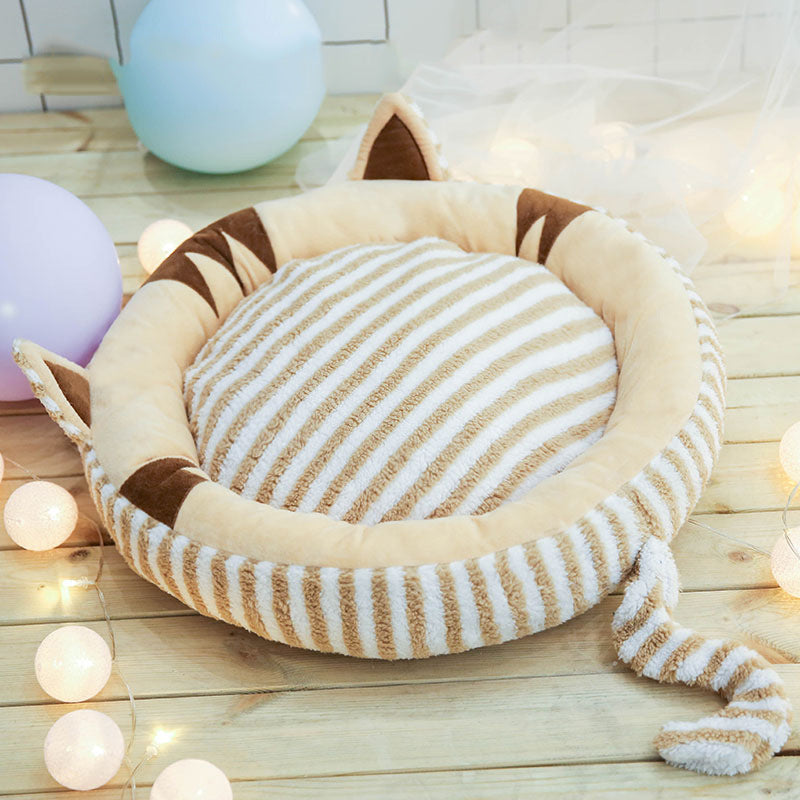 Cute Kitty Style Bed For Small Dogs & Cats - Brown / S