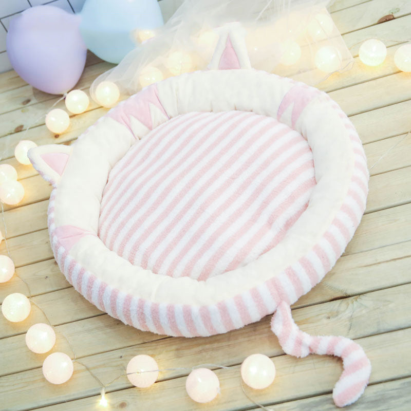 Cute Kitty Style Bed For Small Dogs & Cats - Pink / S