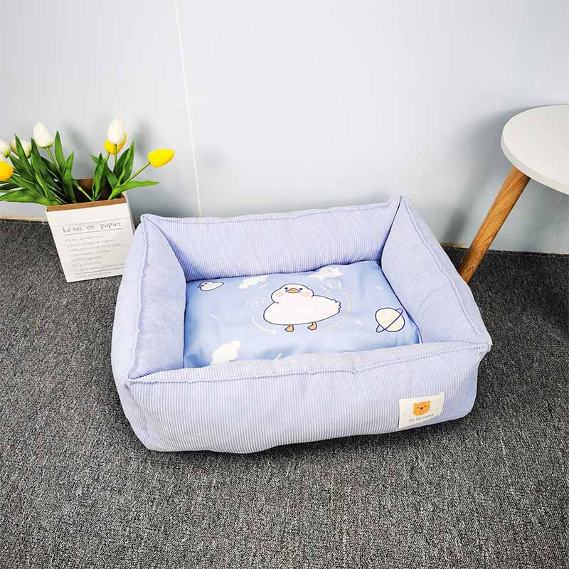 Cute Printed Square Pet Bed - Light Blue / 50x60cm