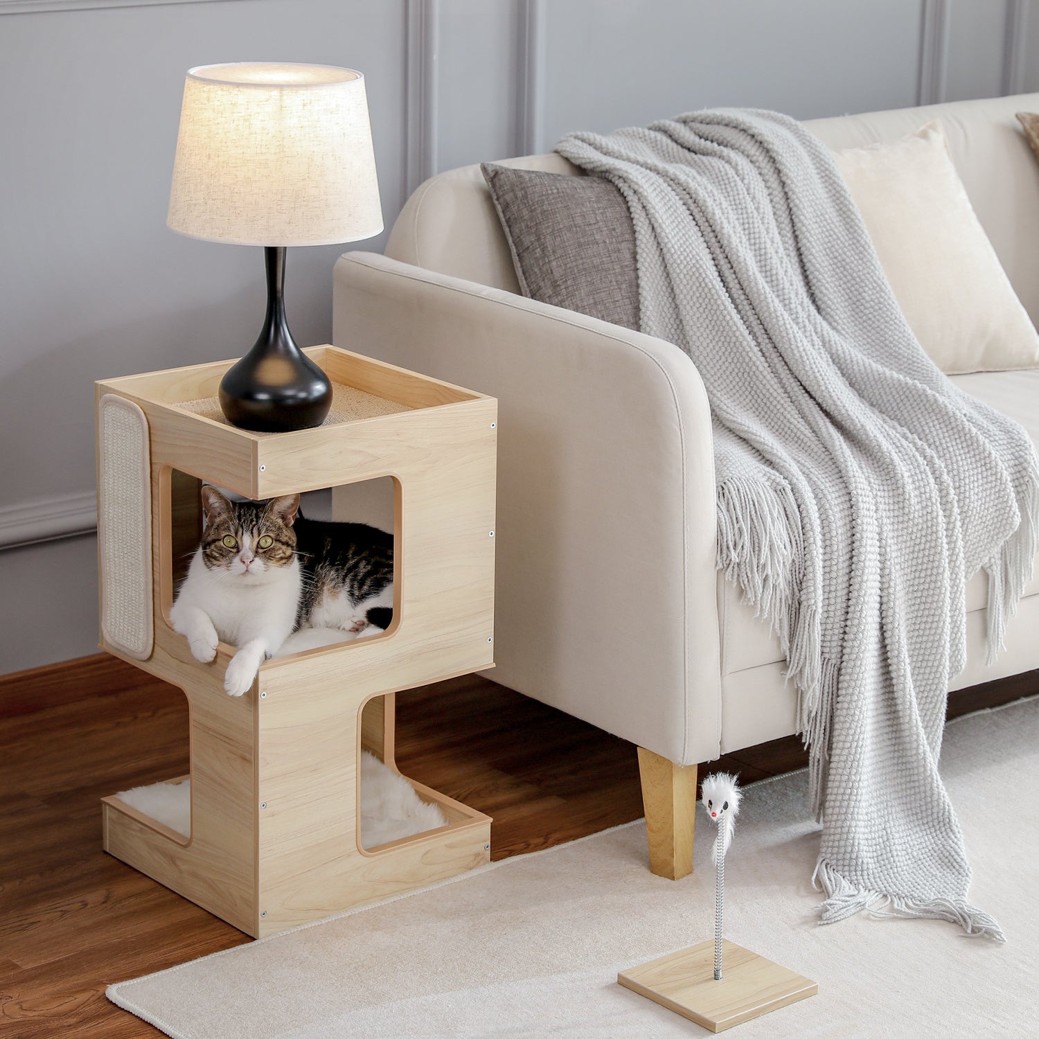 Solid Wood Double Layer Sisal Cat Nest