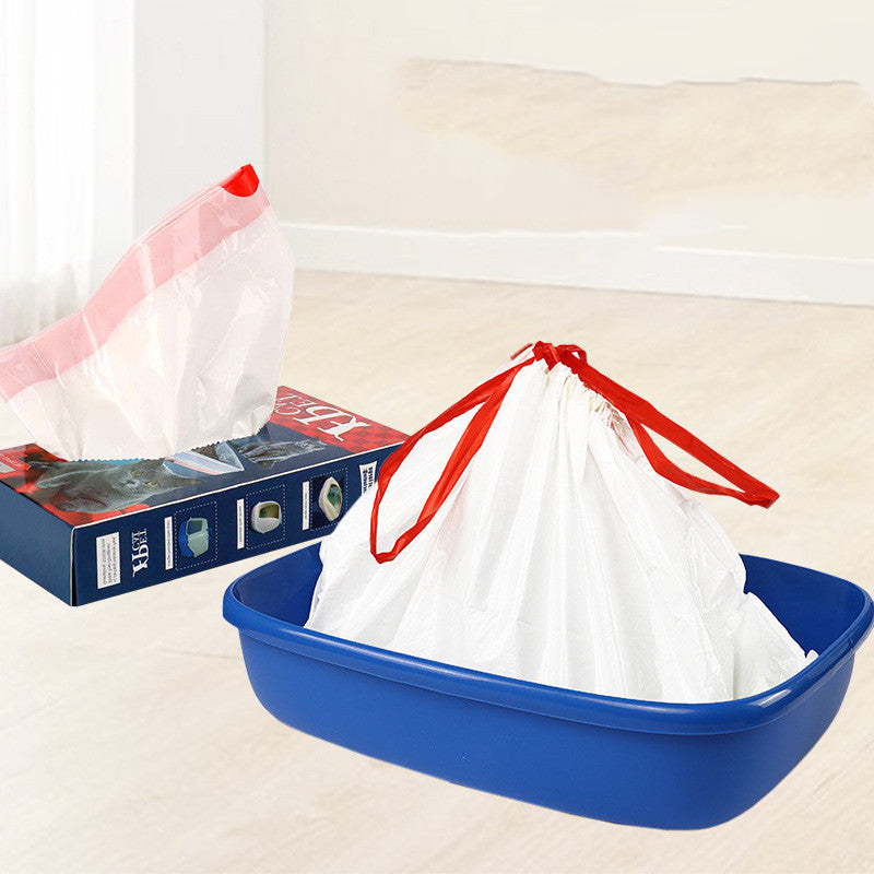 Easy Clean-Up: Thick Drawstring Cat Litter Box Garbage Bag - 1set