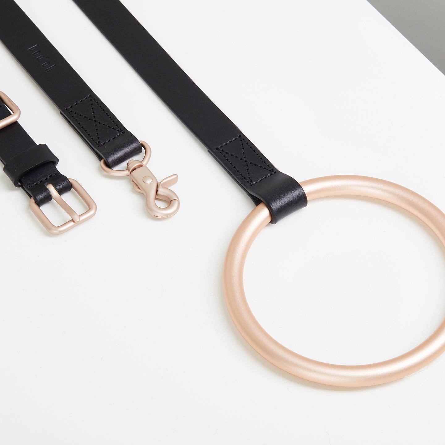 Leather Dog Leash with Stylish Ring Handle