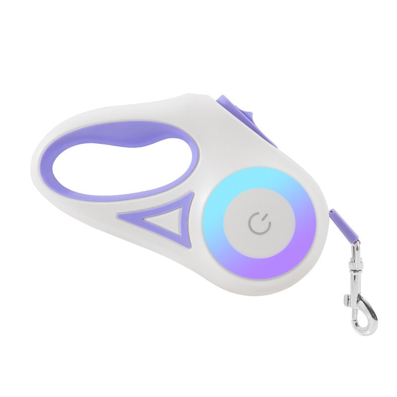 FlexiFreedom: Retractable Dog Leash with Spotlight Collar - Purple 3M / Single traction rope