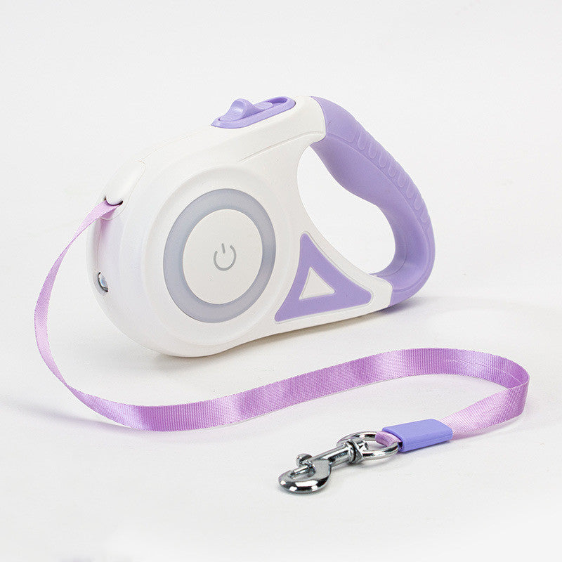 FlexiFreedom: Retractable Dog Leash with Spotlight Collar - Purple 5M / Single traction rope