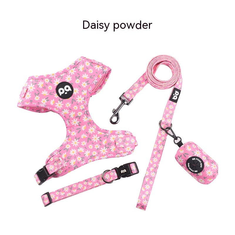 GradientGrip: Dog Rope Strap and Collar - Daisy Pink / L