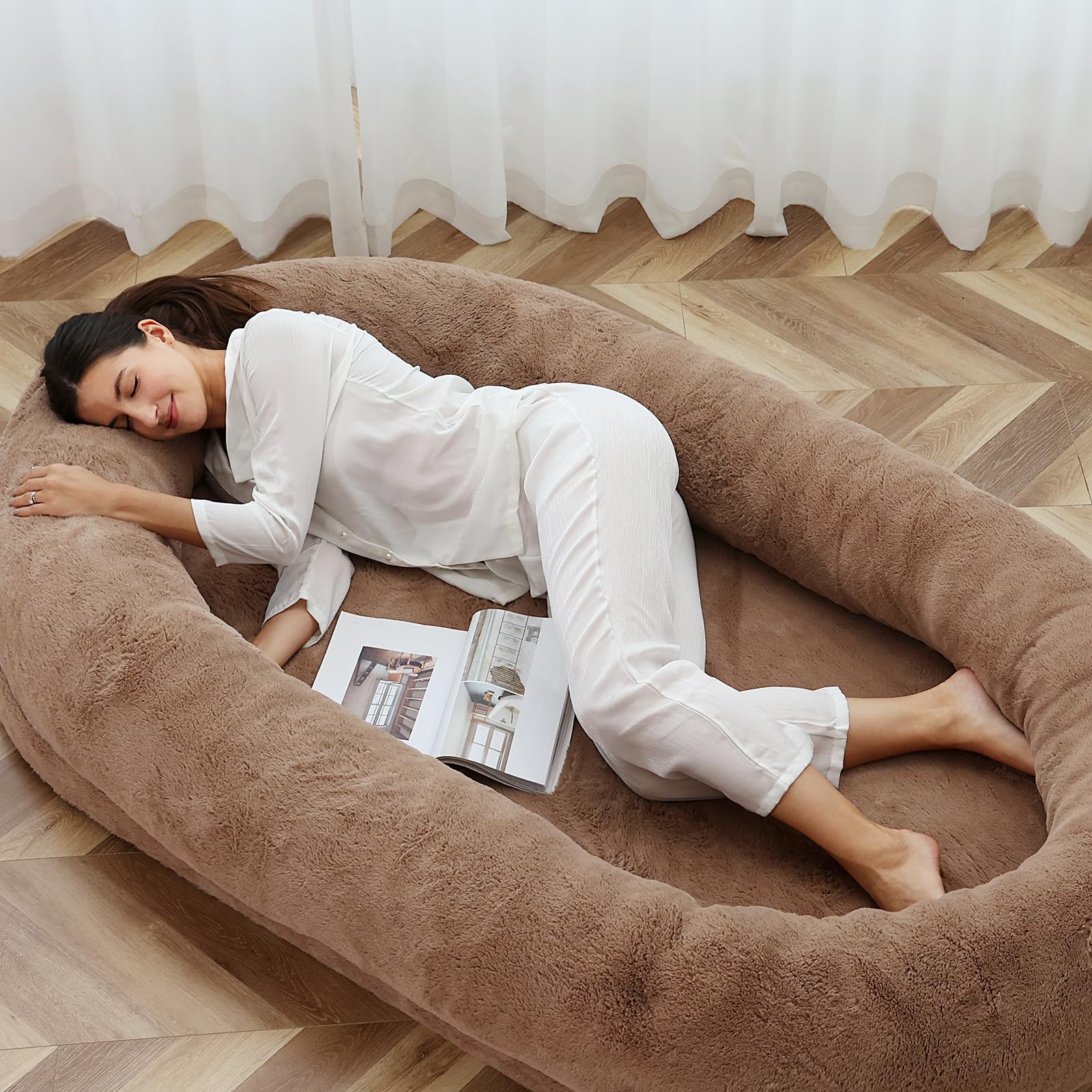 Human-Sized Pet Bed For Cuddling - Khaki