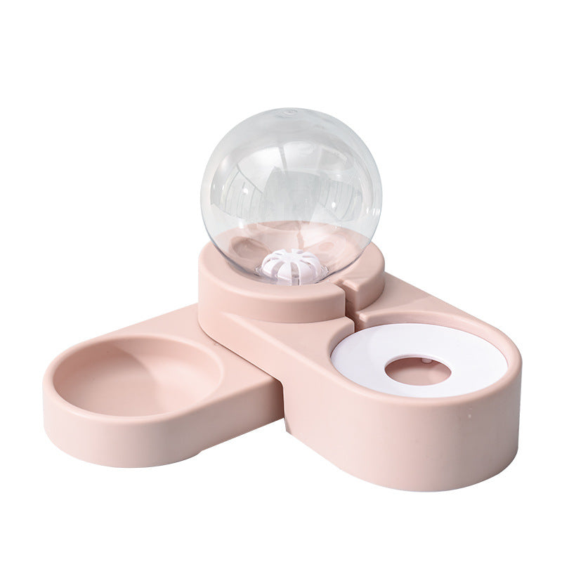 HydroNibble Duo: Pet Water Bowl With Food Bowl - Pink