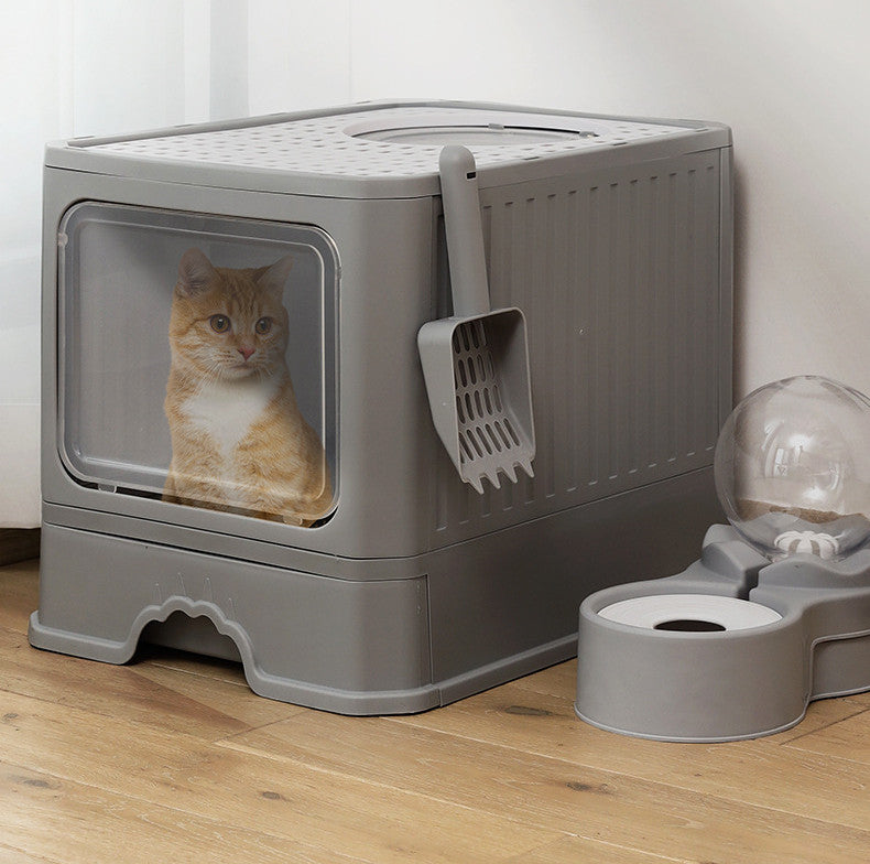 Large Double Cat Litter Box Door With Drawer