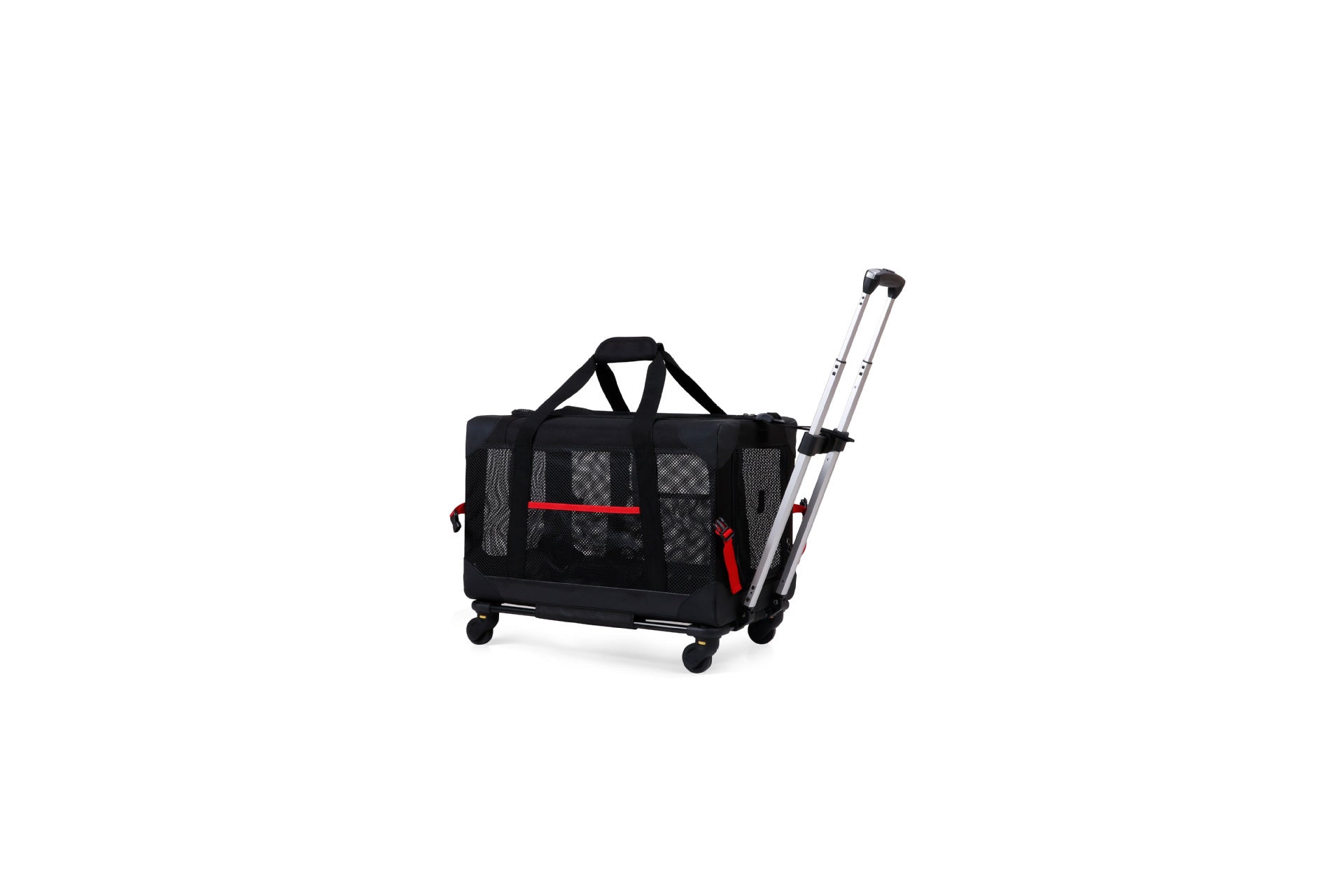 PawPal Pet Trolley Bag Carry Case with Car Mount - Black / Breathable Type