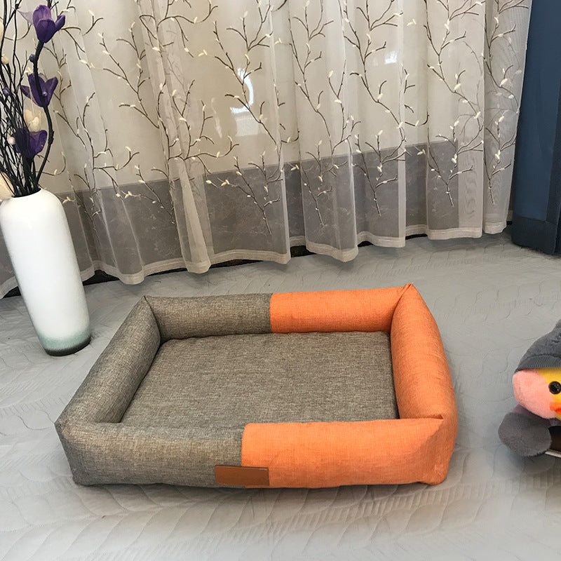 Pet Sponge Bed For Dogs & Cats - Gray orange / 72X52X16cm