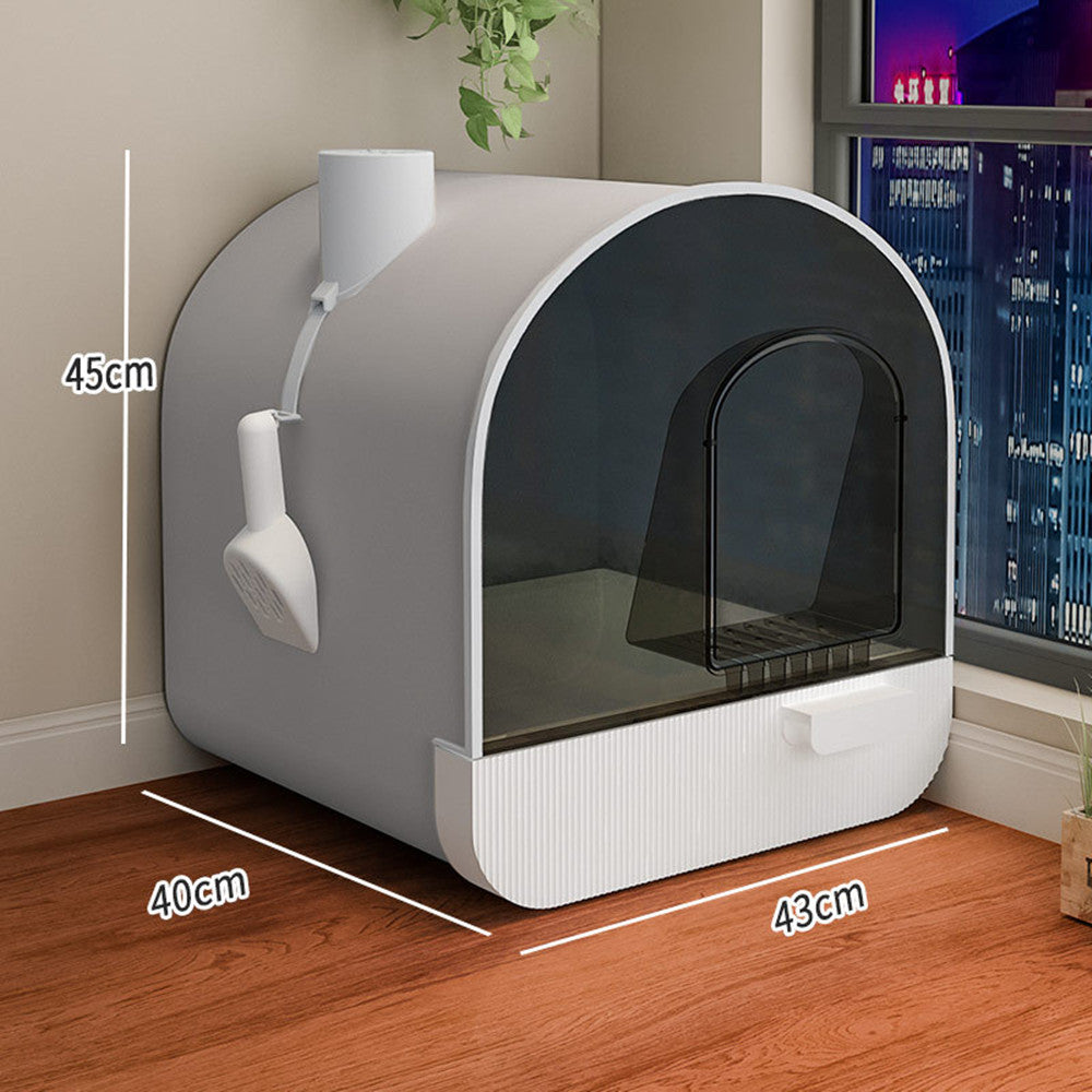 Serenity Loo: Trap Door Cat Litter Box With Drawer - Grey