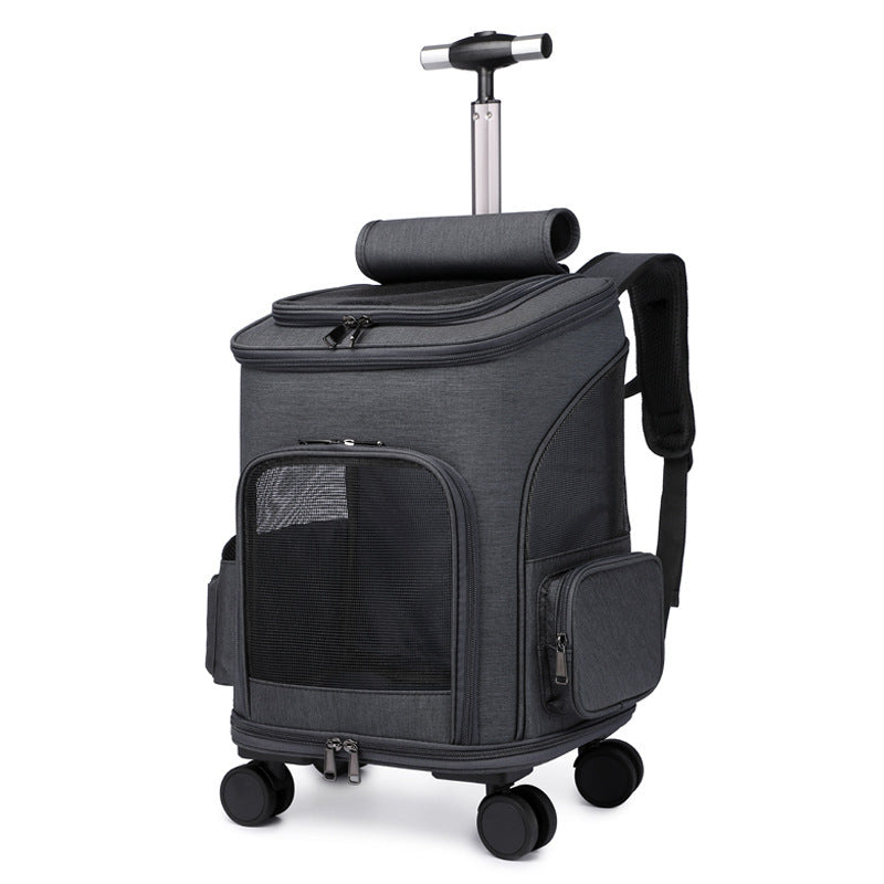 Space Capsule: Portable Folding Universal Wheel Trolley Pet Bag - Dark Grey