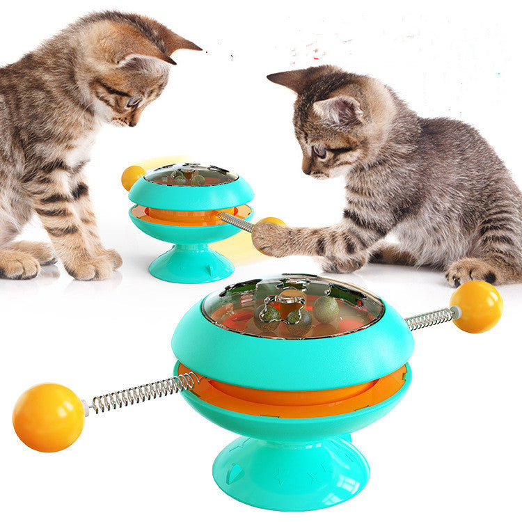 TwirlWhiskers: Rotatable Interactive Cat Toy with Catnip - Lake Blue